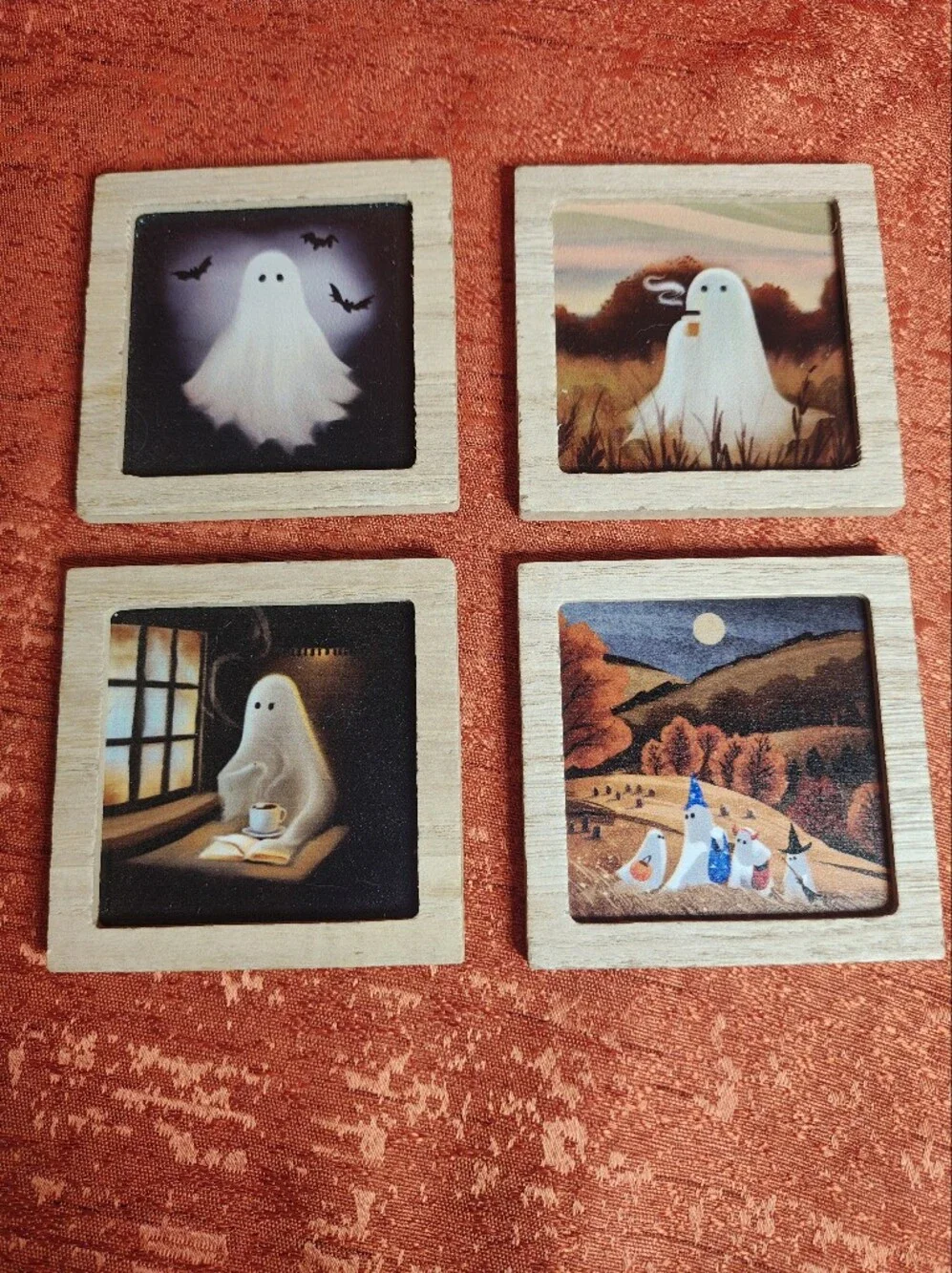 Wooden Framed Magnet Ghost Tiles - Decorative Small